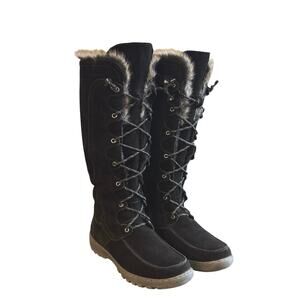 Comfy Moda Canada Black Suede water Resistant Insulated Tall Boots Womens 9 EUC